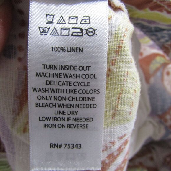 C&C CALIFORNIA XL 100% Linen Tropical Floral Wide Leg Crop Pants Beach Boho - Picture 8 of 9